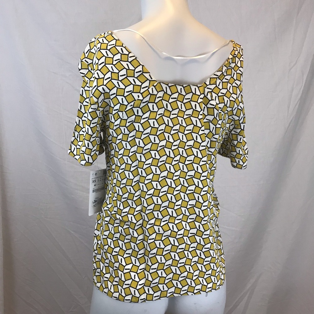 NWT Zara basic mustard geometric patterned Shirt … - image 8